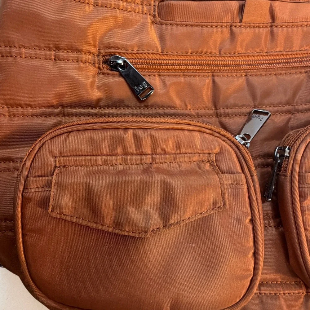 Lug Zipliner Convertible Tote Backpack Women Medium Copper Brown Quilted Bag